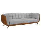 Sofá 2 Lugares 180cm Coin Courino Caramelo | Linho Cinza Clar